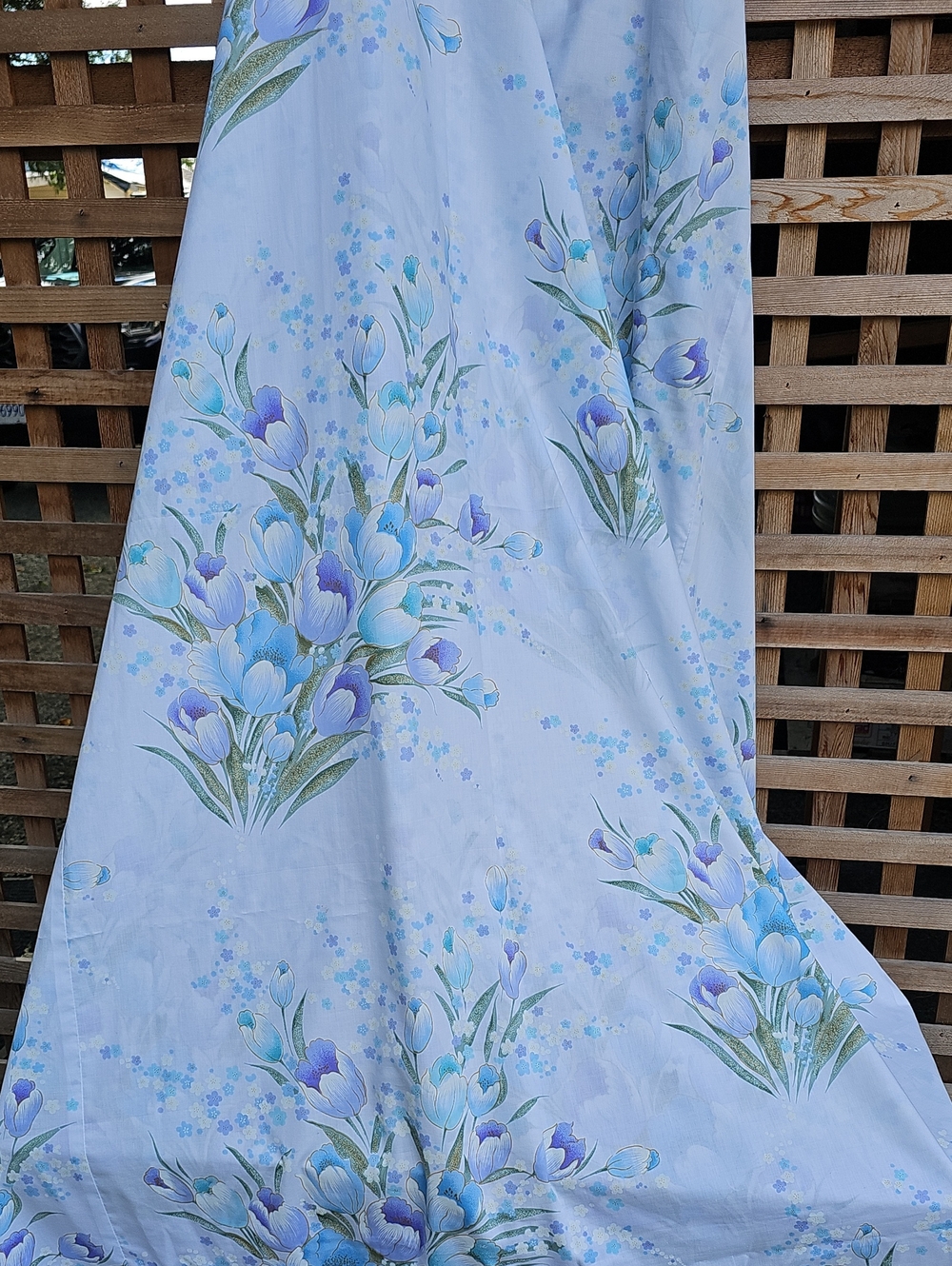 Vintage Percale Double Duvet Cover Blue & Lavender Floral